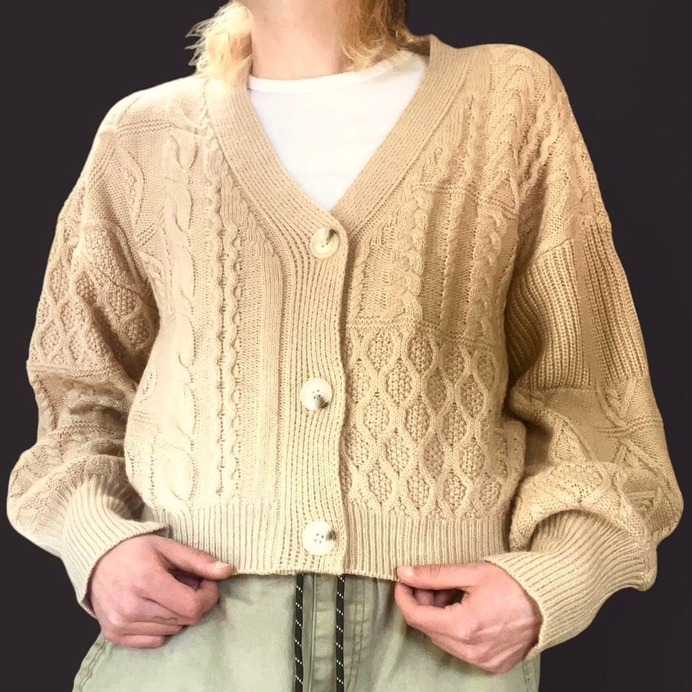 Beige Knit Cardigan